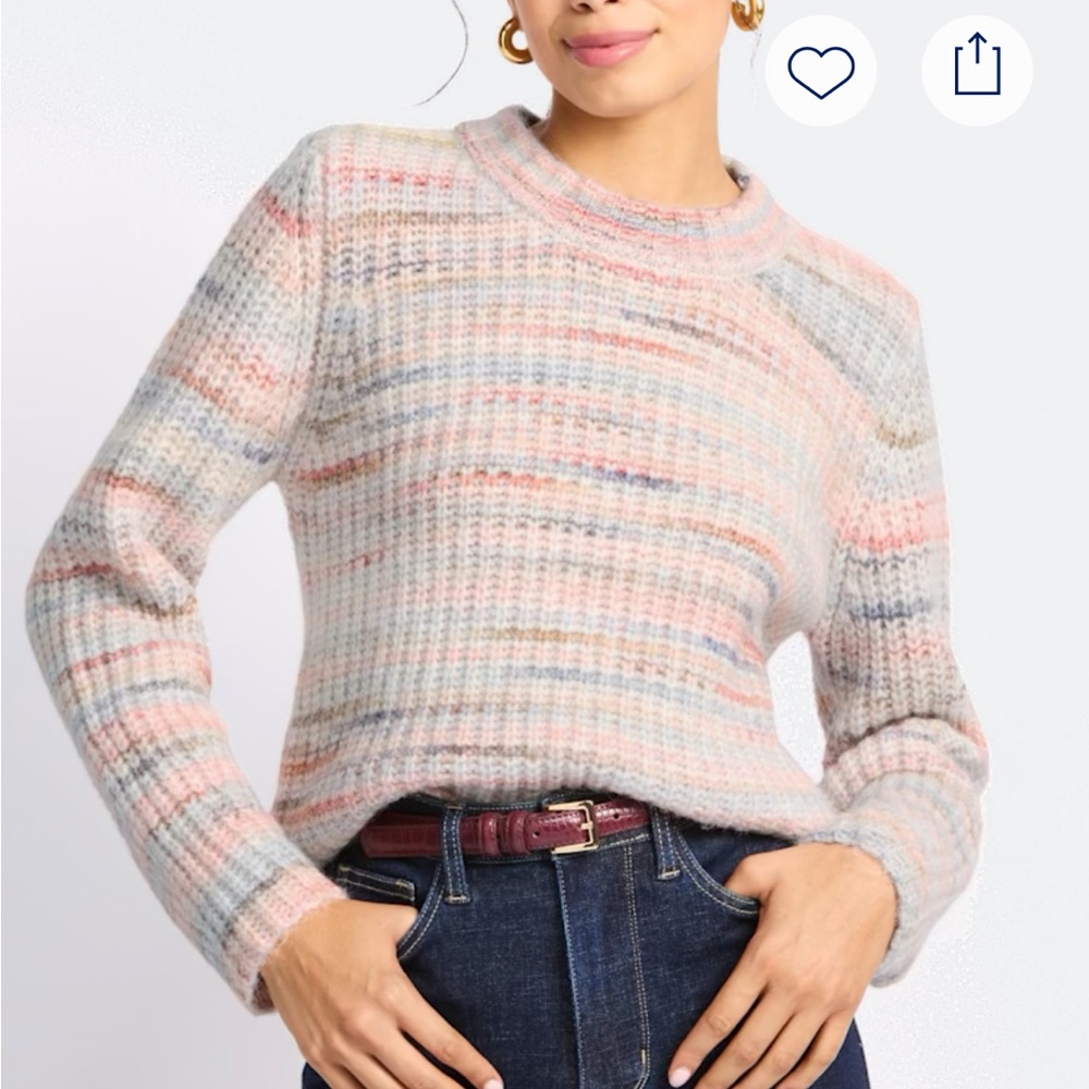 Lush Multicolor Knit Women's Crew Neck Sweater Medium - Picture 4 of 11